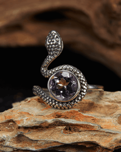 Open Design Adjustable Crystal Ring Exaggerated Snake Ring Unisex Wholesale