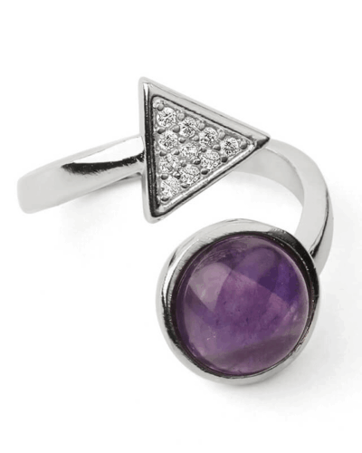 Adjustable Triangle Round Beaded Crystal Ring Unisex Wholesale