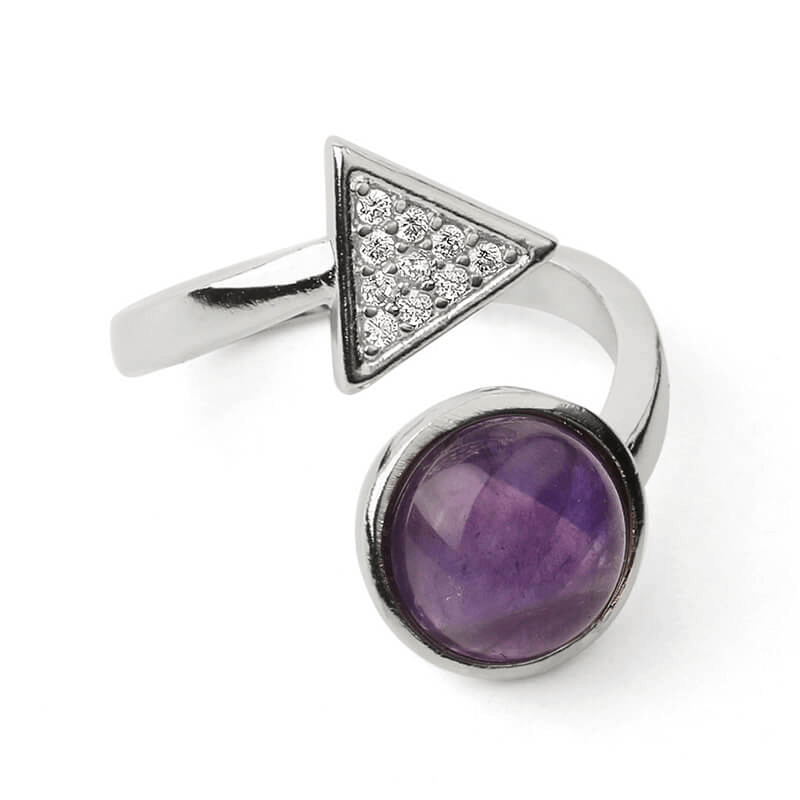Adjustable Triangle Round Beaded Crystal Ring Unisex Wholesale