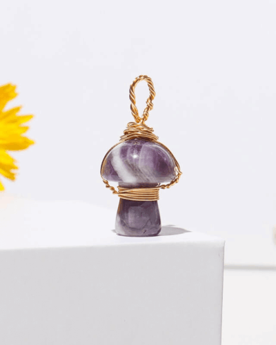 Colorful Mushroom Crystal Pendant Chain Healing Crystal Pendant Bulk