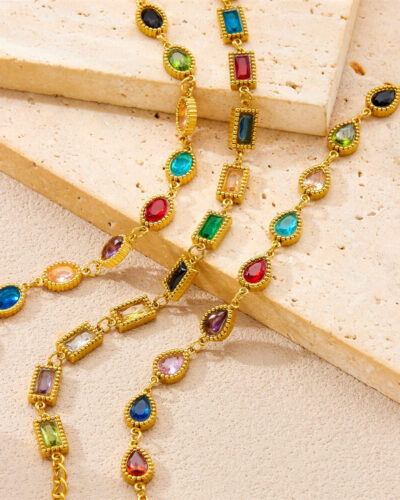 Anti-fade Stainless Steel Bracelets with Gems Women's (1)