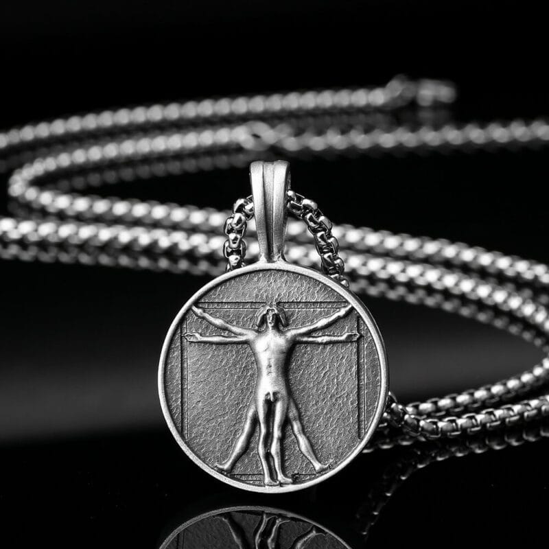 Art Vitruvian Mens Retro Necklaces with Stainless Chain 1