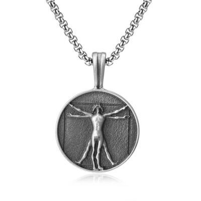 Art Vitruvian Mens Retro Necklaces with Stainless Chain (2)
