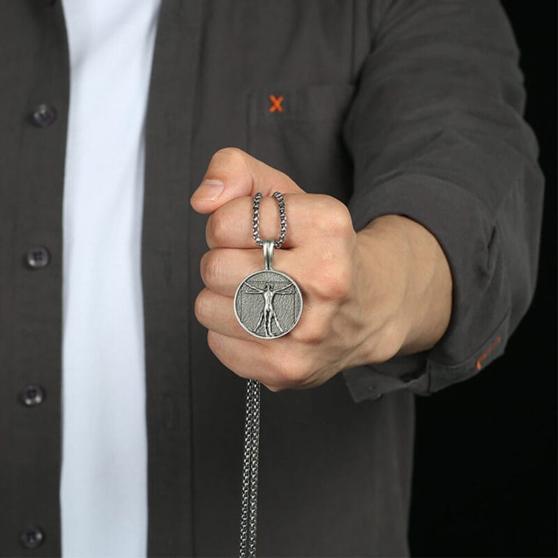 Art Vitruvian Mens Retro Necklaces with Stainless Chain 4