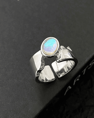 Handmade 925 Sterling Silver Moonstone Crystal Ring