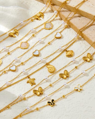 Beach Shell Double layered Stainless Steel Ankle Chain Wholesale 1