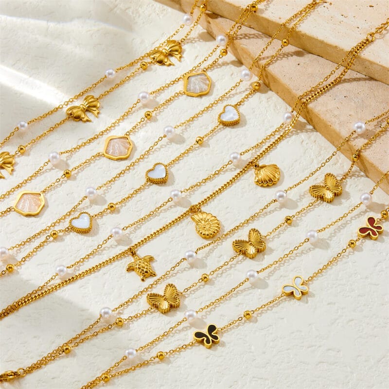 Beach Shell Double layered Stainless Steel Ankle Chain Wholesale 1