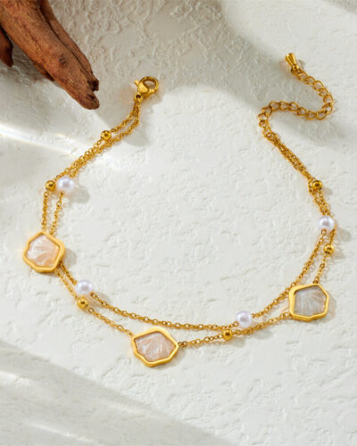 Beach Shell Double-layered Stainless Steel Ankle Chain Wholesale (2)