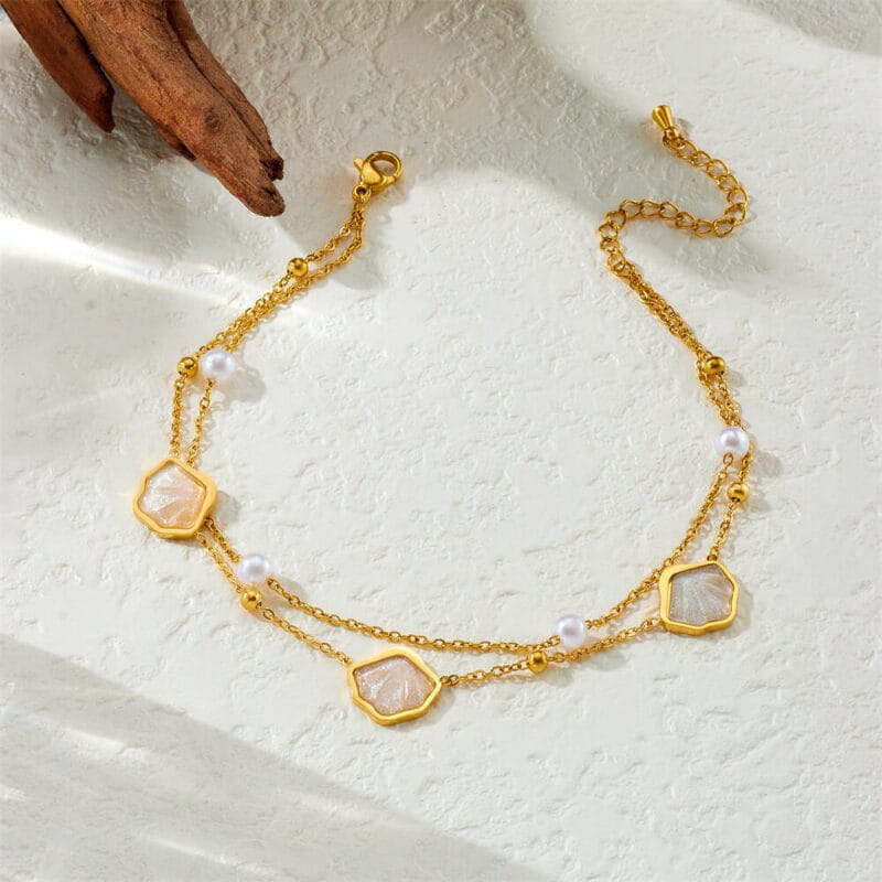 Beach Shell Double-layered Stainless Steel Ankle Chain Wholesale (2)