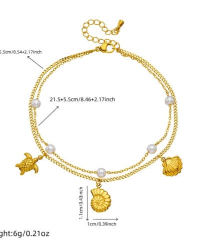 Beach Shell Double layered Stainless Steel Ankle Chain Wholesale 3