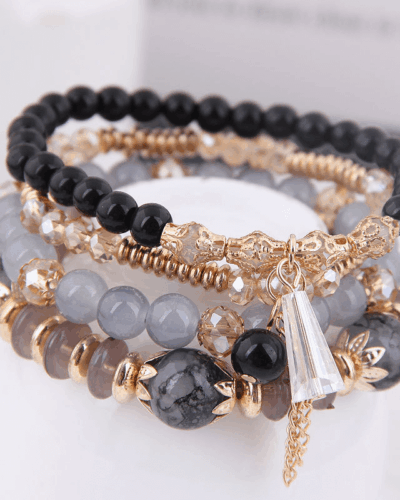 Layered Abacus Beads Bohemian Stackable Bracelet Tassel