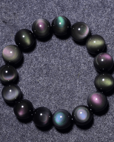 Rainbow Crystal Black Obsidian Feng Shui Bracelet Unisex Wholesale