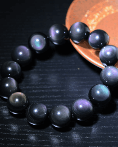 Rainbow Crystal Black Obsidian Feng Shui Bracelet Unisex Wholesale