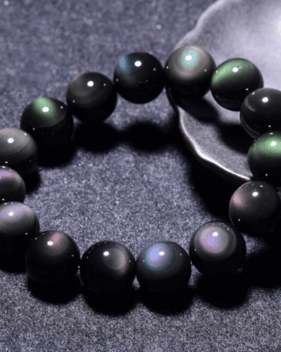 Rainbow Crystal Black Obsidian Feng Shui Bracelet Unisex Wholesale