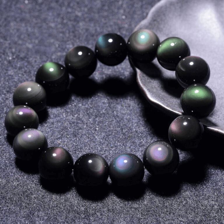 Rainbow Crystal Black Obsidian Feng Shui Bracelet Unisex Wholesale