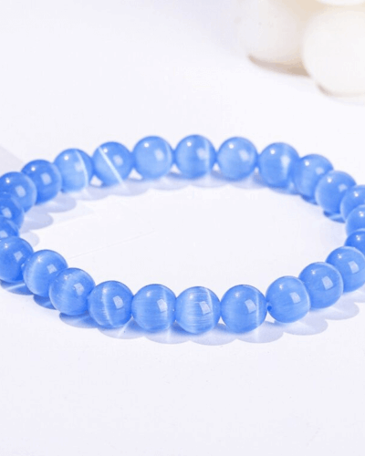 Delicate Beaded Blue Cat Eye Bracelet Unisex Bulk
