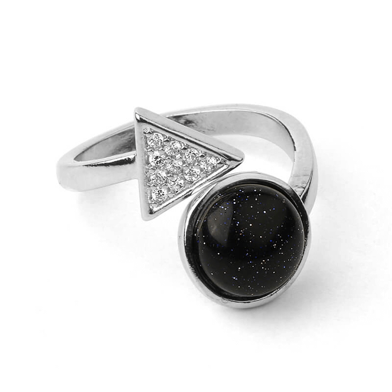 Adjustable Triangle Round Beaded Crystal Ring Unisex Wholesale