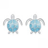 Blue Sea Turtle Earrings Studs 925 Sterling Silver SHOW