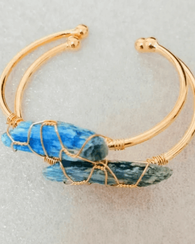 Raw Stone Open Bangle Crystal Bracelet for Women