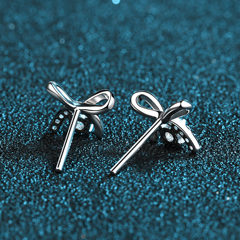 Alternative view of Bow Moissanite Diamond Earrings with 925 Sterling Silver