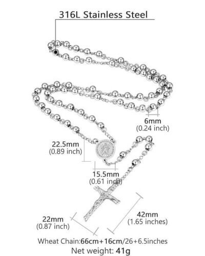 Vue alternative de Catholic Stainless Steel Rosary Necklace Wholesale