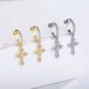 Chic Dangle Cross Earrings Men Diamond Wholesale (3)