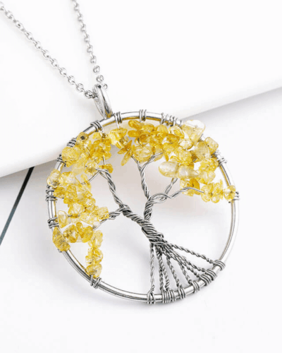 Round Tree of Life Pendant Delicate Crystal Necklaces Bulk