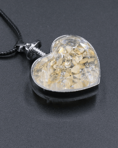 Simple Heart Citrine Crystal Necklace Chip Stones Pendant Wholesale