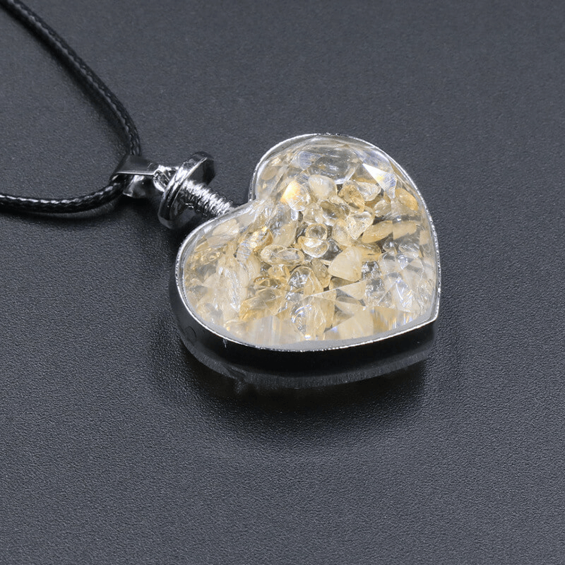 Simple Heart Citrine Crystal Necklace Chip Stones Pendant Wholesale