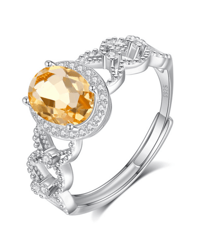 Vintage Citrine Stone Ring Natural Crystal Ring Bulk