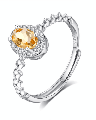 925 Sterling Silver Real Crystal Stone Ring Water Ripple Ring Bulk