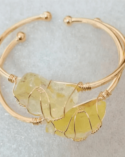 Raw Stone Open Bangle Crystal Bracelet for Women