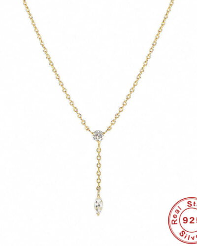 Classic 925 Sterling Silver Y Drop Necklace with 5A Zircon show