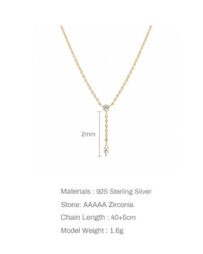 Vista alternativa dell'Classic 925 Sterling Silver Y Drop Necklace with 5A Zircon