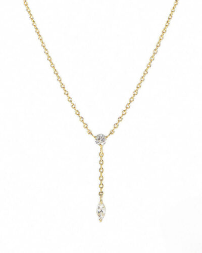 Classic 925 Sterling Silver Y Drop Necklace with 5A Zircon GOLD