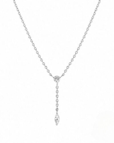 Classic 925 Sterling Silver Y Drop Necklace with 5A Zircon WHITE GOLD