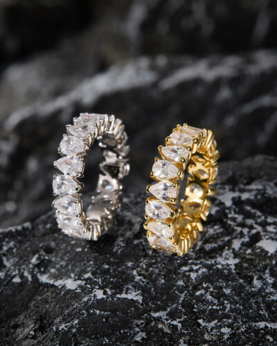 Classic Pear Shaped CZ Rings Sterling Silver for Women'nin alternatif görünümü