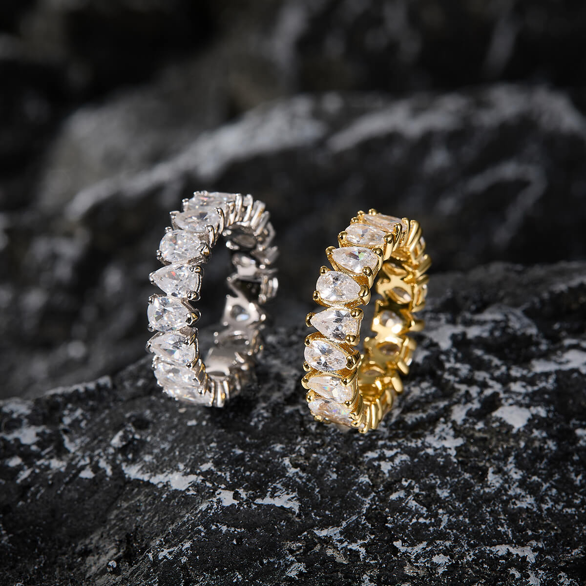 Classic Pear Shaped CZ Rings Sterling Silver for Women - Görüntü 2