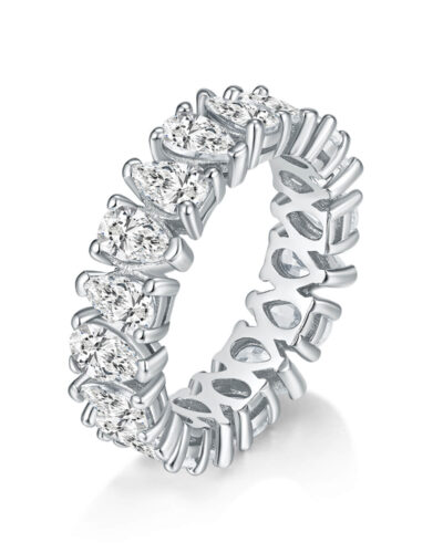 Classic Pear Shaped CZ Rings Sterling Silver for Women white gold