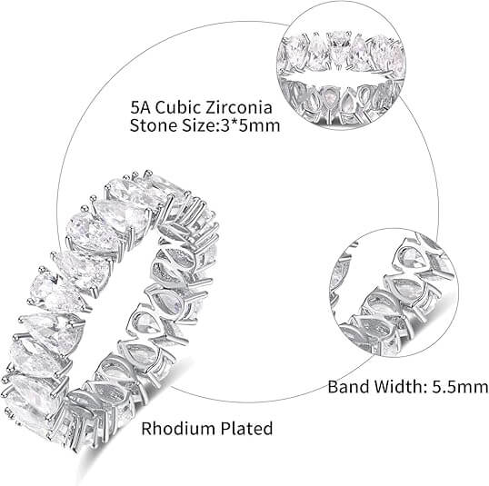 Classic Pear Shaped CZ Rings Sterling Silver for Women - Görüntü 5