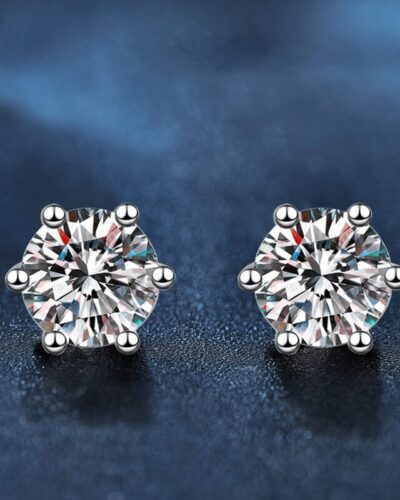 6 prong Classic Stud Moissanite Earrings Screw Back Wholesale
