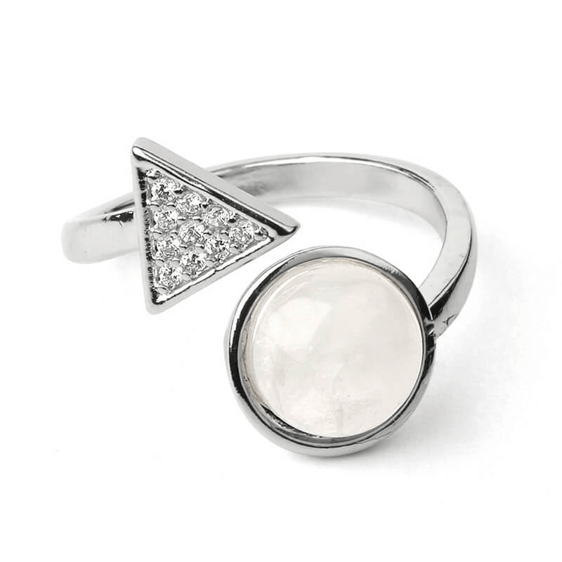 Adjustable Triangle Round Beaded Crystal Ring Unisex Wholesale