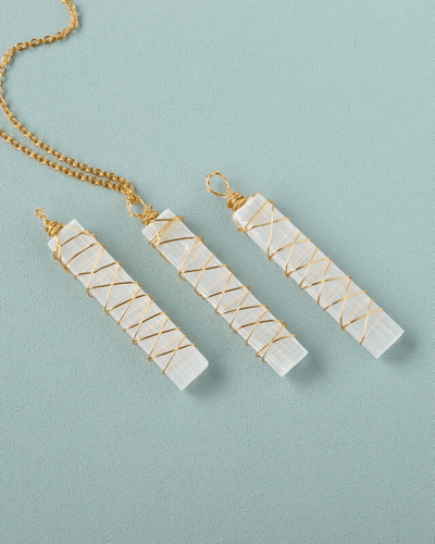 Natural Selenite Crystal Necklace with Gold Chain Wholesale