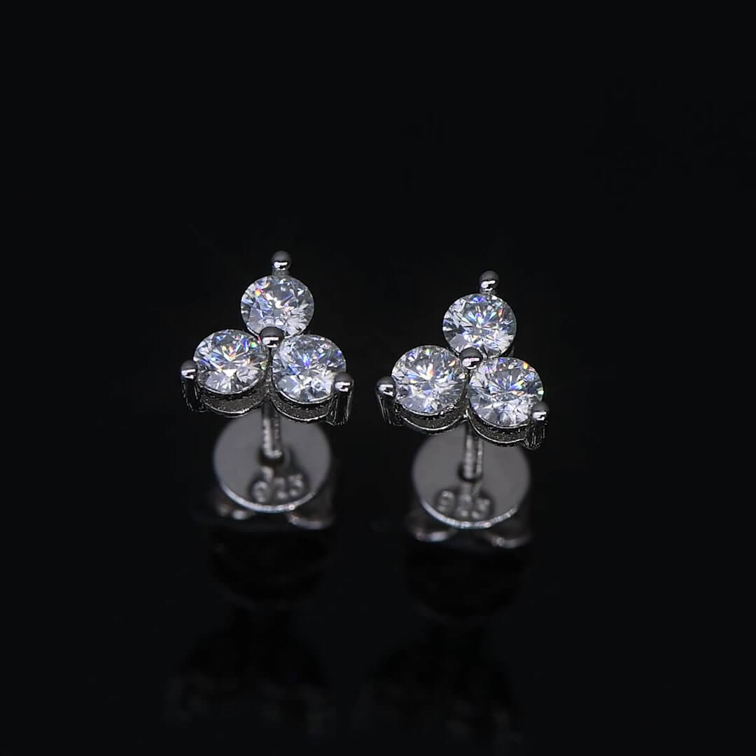 Clover Moissanite Earrings with 925 Sterling Silver
