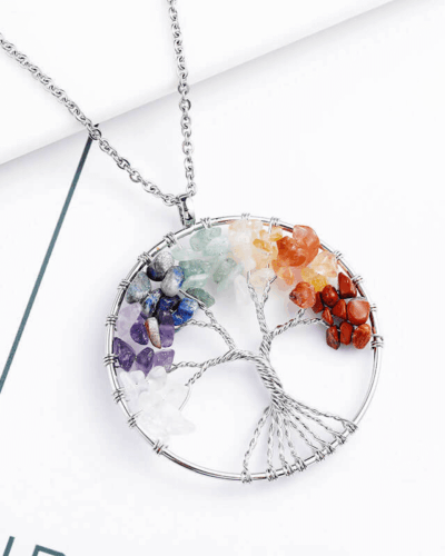 Round Tree of Life Pendant Delicate Crystal Necklaces Bulk