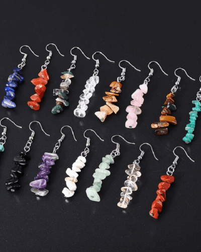 Colorful Chip Stones Crystal Tassel Earrings Bulk