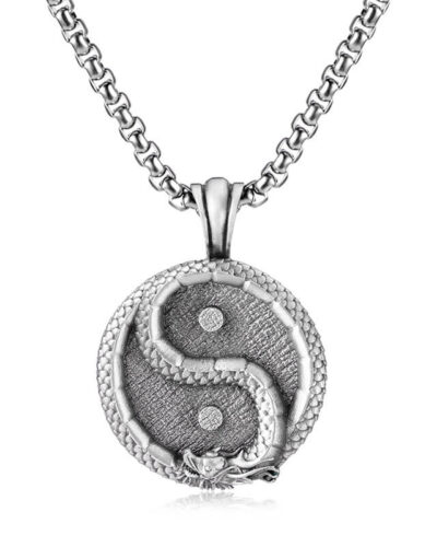 Cool Dragon Men's Yin Yang Necklace S Steel Wholesale (2)