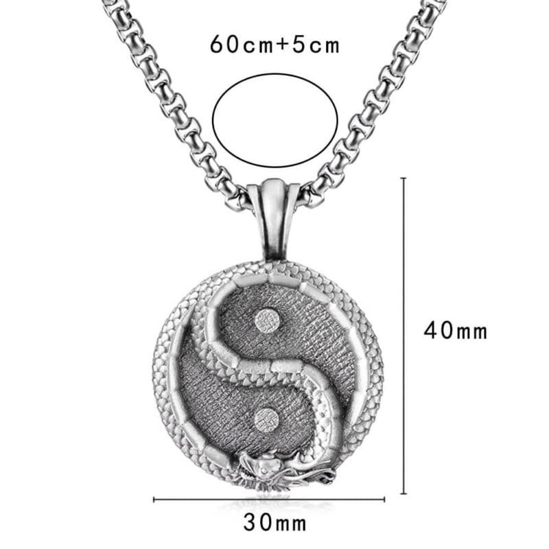 Cool Dragon Mens Yin Yang Necklace S Steel Wholesale 3