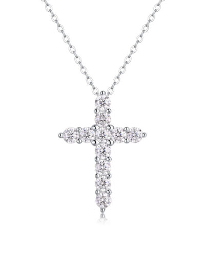 Cross Moissanite Necklace with 925 Sterling Silver