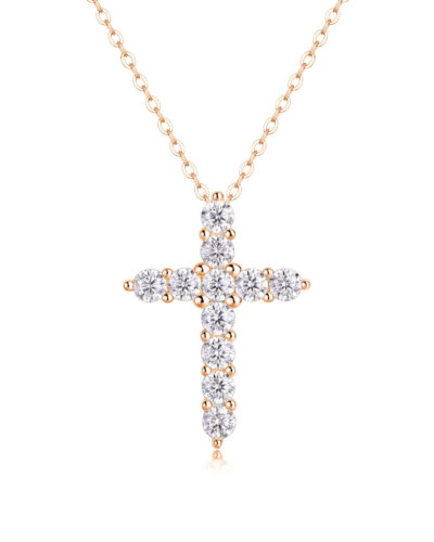 Cross Moissanite Necklace with 925 Sterling Silver